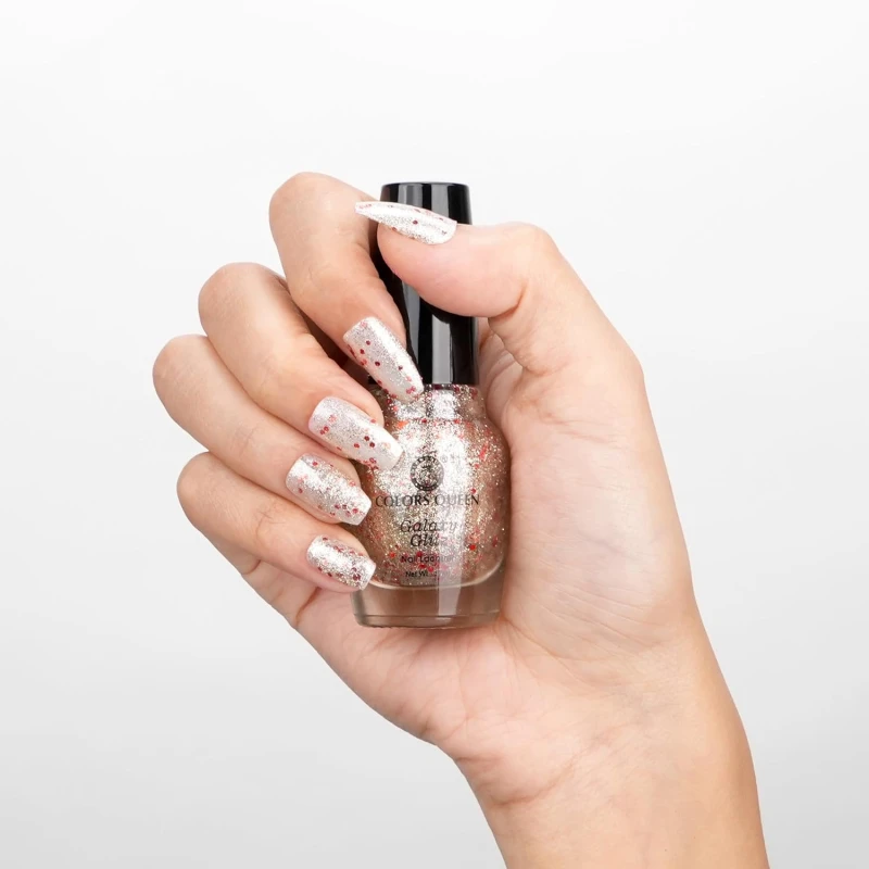 Colors Queen Galaxy Glitz Nail Lacquer | Glossy Nail Polish | Long Lasting | Chip Resisting Formula, Effortless Application | Vegan and Cruelty Free (119 - Christmas Kiss, 17ml) thumbnail 2